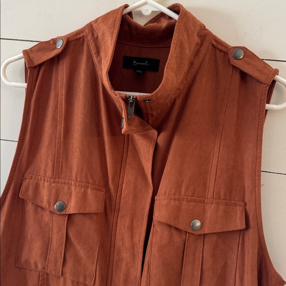 Becaal Rust Brown / Orange Utility Sleeveless Jacket / Vest Size Large - Picture 3 of 7